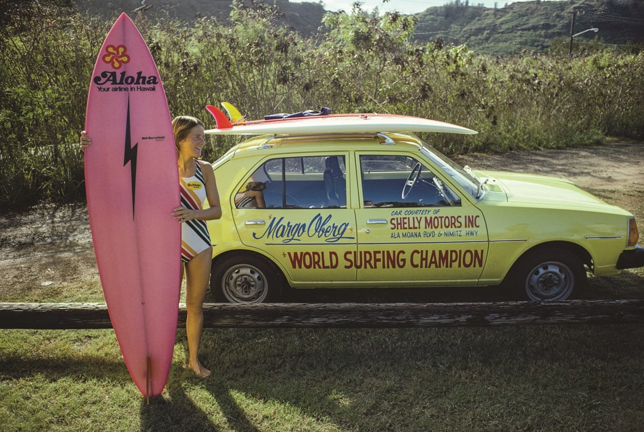 margo godfrey - & Aloha Your airline in Hawaii Bill Barnfield Margo Oberg 0 Car Courtesy Of Shelly Motors Inc Ala Moana Blvd & Nimitz Hwy World Surfing Champion